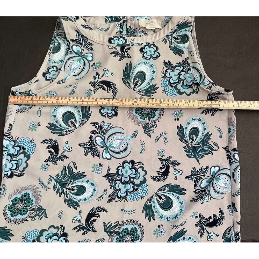 LOFT Floral Paisley Sleeveless Tank Top Blouse Womens XXSP Grey Green Blue Y2K - Picture 6 of 6